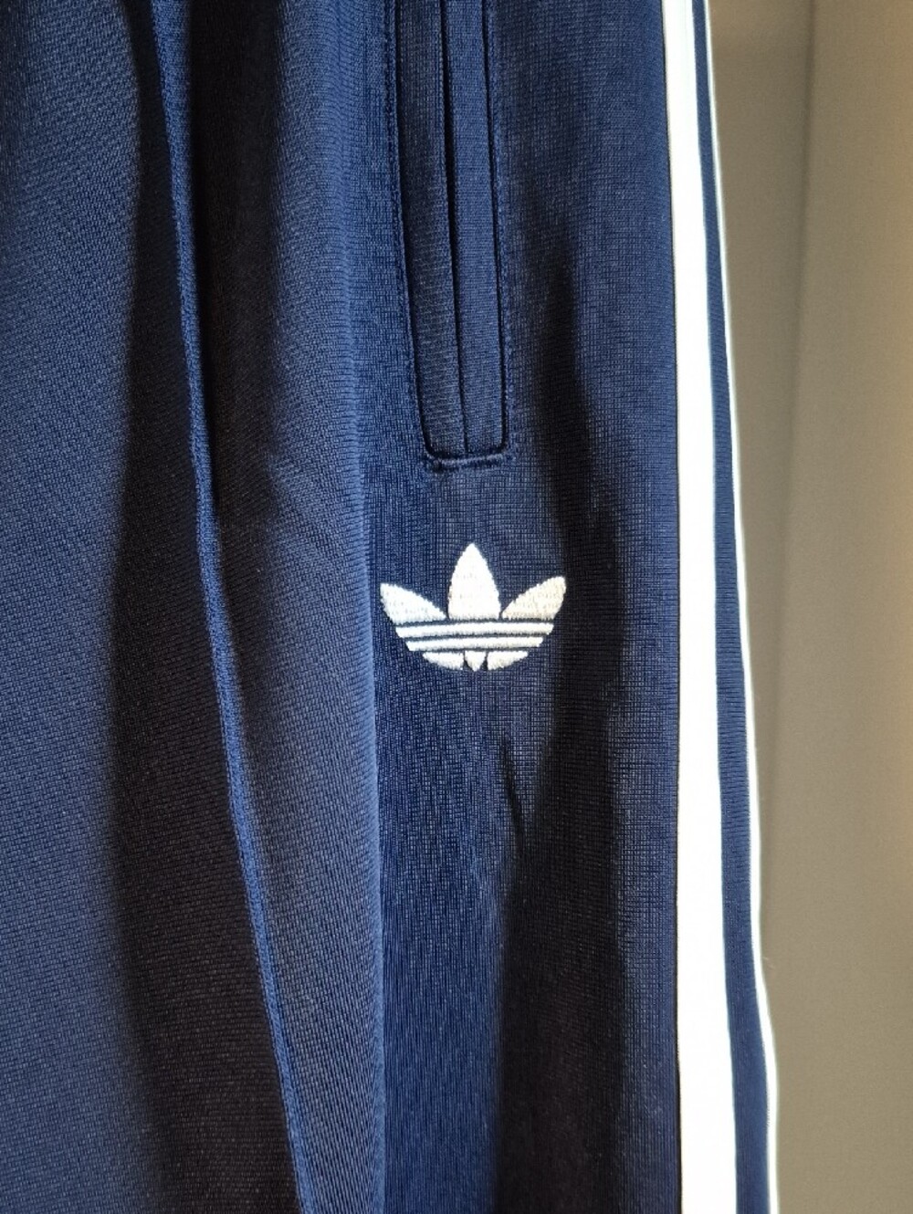 adidas Navy Track Pants with White Side Stripes - Picture 3 of 6